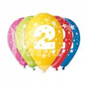 Balónky potisk čísla \"2\" (5ks)